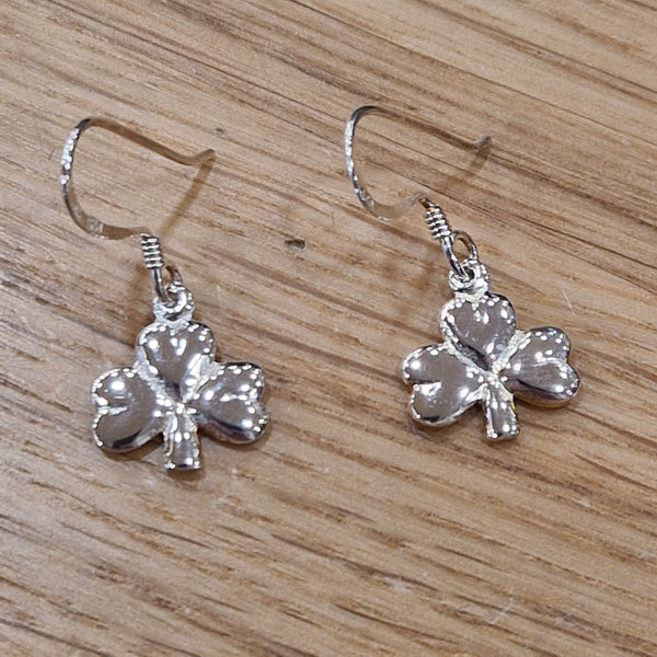 Silver Shamrock Drop Earrings