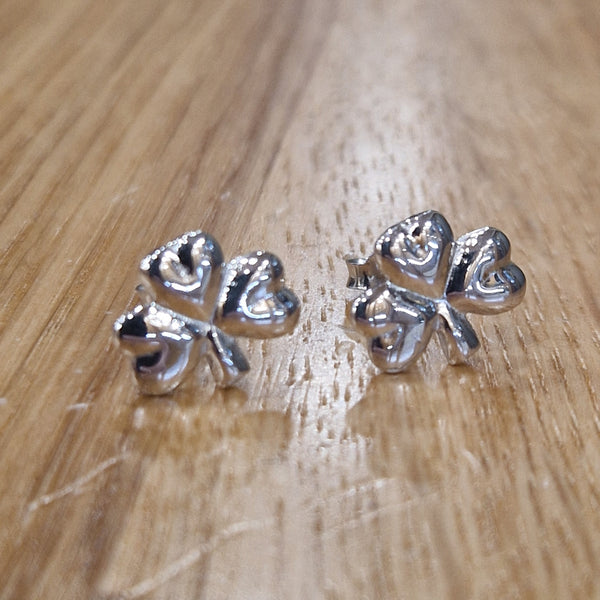 Silver Shamrock Stud Earrings
