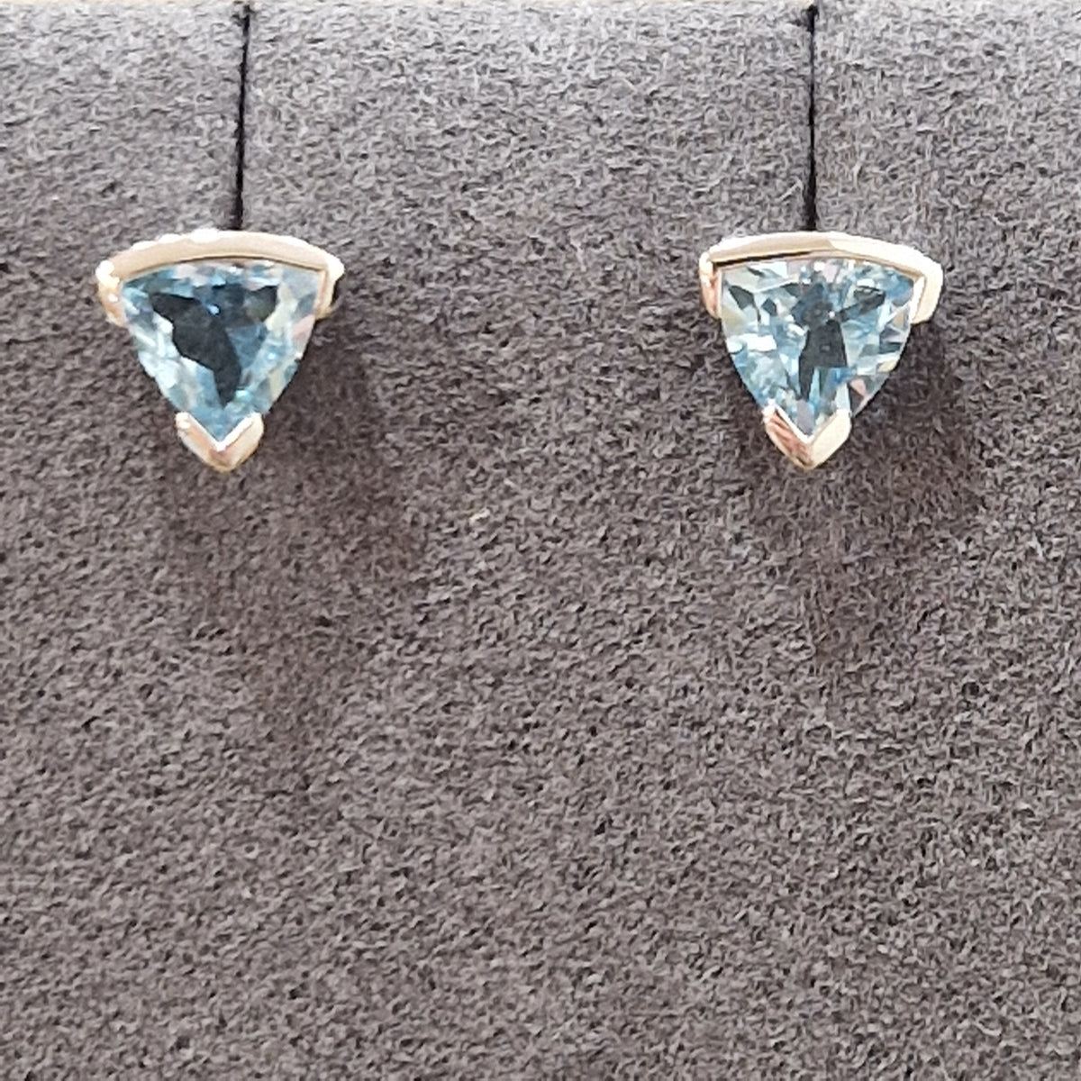 Silver & Blue Topaz Triangle Studs – Lauren May Jewellery