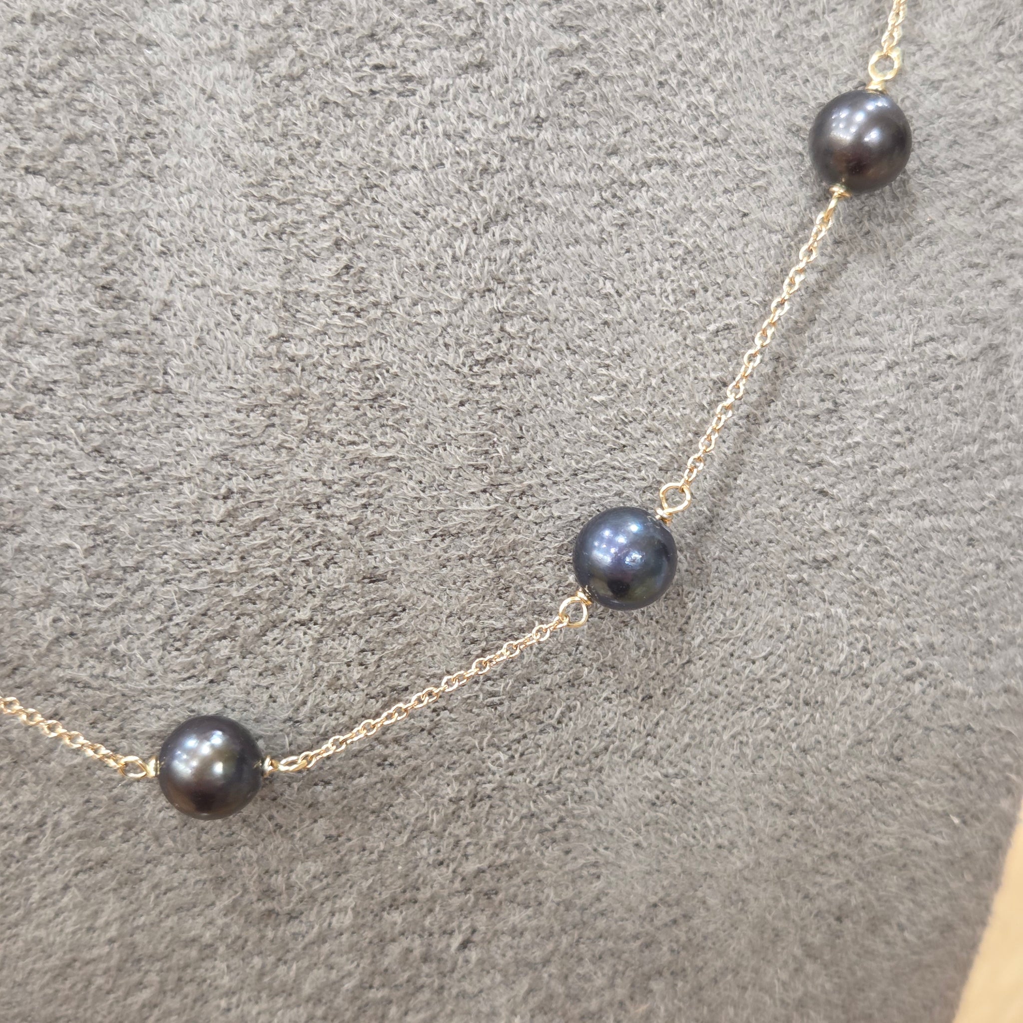 goen ネックレス　onyx black pearl chain Gold Plated Black Pearl Chain Necklace – Lauren May Jewellery