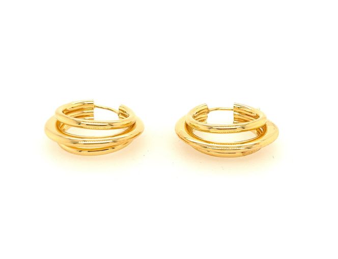 Gold plated 3 wire hoop earrings