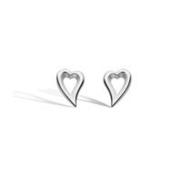 Desire Love Story Silver Heart Stud Earrings