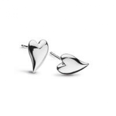 Desire Kiss Silver Heart Stud Earrings
