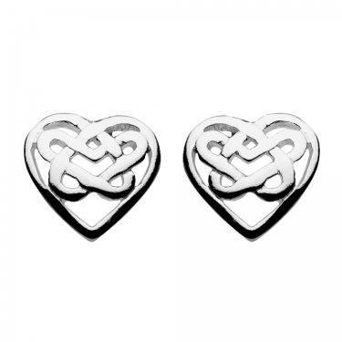 Silver Celtic Knot Heart Stud Earrings