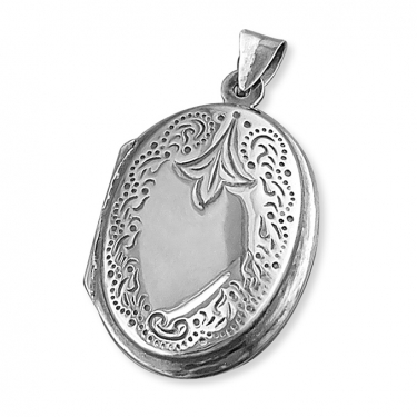Sterling silver oval engraved locket