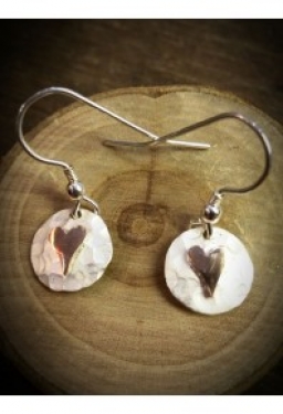 Silver & Rose Gold Heart Earrings