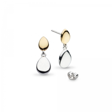 Silver & Gold Pebble Drop Earrings