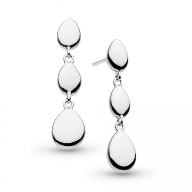 Sterling Silver 3 Pebble Drop Earrings