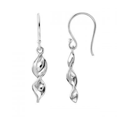 Silver Double Twist Drop Earrings