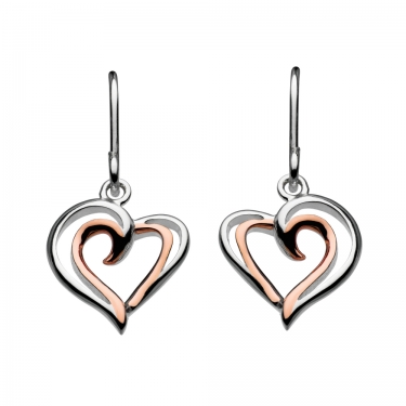 Silver & rose gold heart earrings