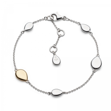Sterling Silver & Gold Pebble Bracelet