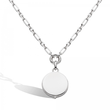 Sterling silver Figaro chain locket necklace