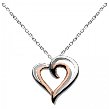 Silver & rose gold heart pendant