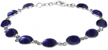 Silver Oval lapis Lazuli Bracelet