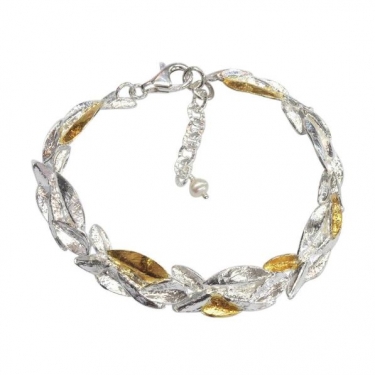 Silver & Gold Leaf Style Bracelet