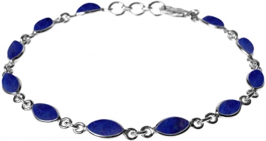 Silver Lapis Lazuli Marquis Bracelet