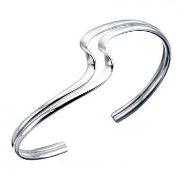 Sterling Silver Double Wave Bangle