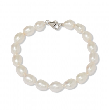 Single Strand White Freshwater Pearl Bracelet