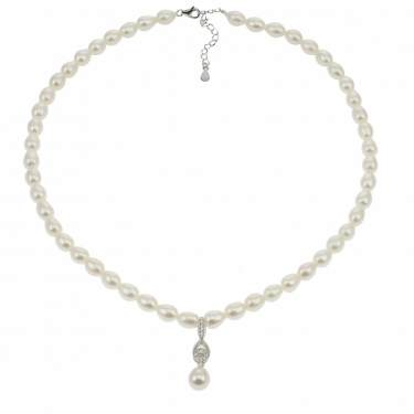 Freshwater Pearl & Cz Necklace