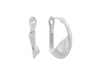 Silver Folded Hoop Earrings