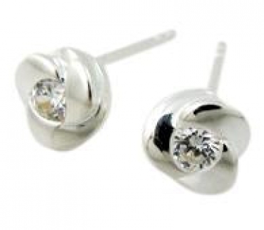 Sterling Silver Cz Stud Earrings