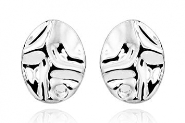 Silve oval textured stud earrings