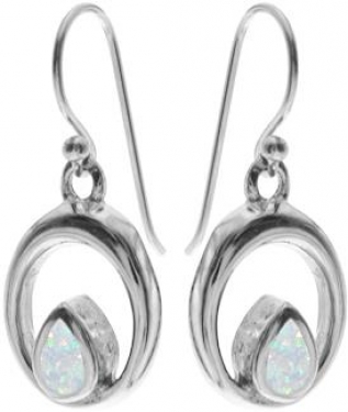 Sterling Silver & White Opalique Earrings