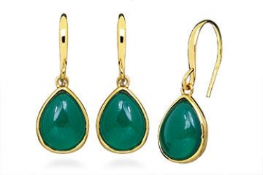 Green Agate Gold Plated Drop Earrings