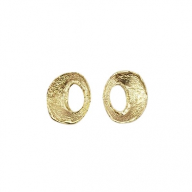 Gold Plated Oval Textured Studs