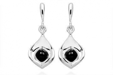 Silver & Black Onyx Petal Earrings