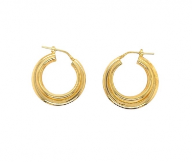 Gold Plated 3 Wire Hoop Earrings