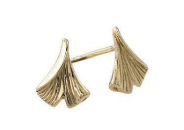 9ct Gold Gingko Leaf Stud Earrings