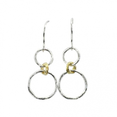 Silver & Gold Circle Drop Earrings