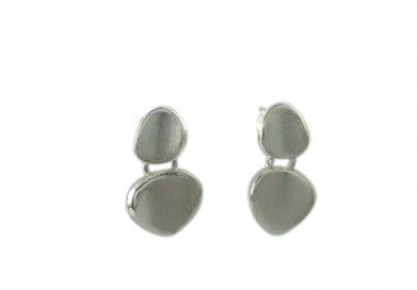 Silver 3 Pebble Drop Earrings