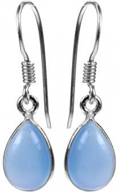 Silver Blue Chalcedony Drop Earrings