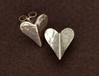 Large Silver Heart Stud Earrings