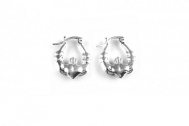 Silver Claddagh Hoop Earrings 