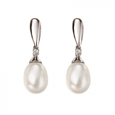 9ct white gold & freshwater pearl earrings