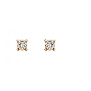 9ct Gold & Diamond Cluster Earrings
