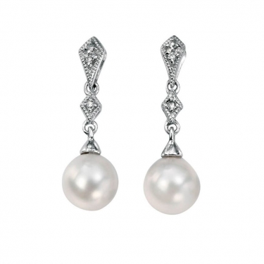 9ct White Gold & Freshwater Pearl Earrings