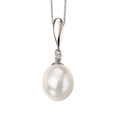 9ct white gold & freshwater pearl necklace