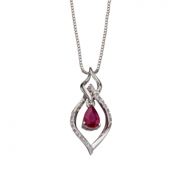 9ct White Gold & Ruby Necklace