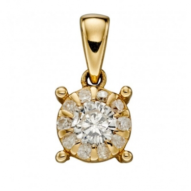 9ct Gold Diamond Cluster Pendant