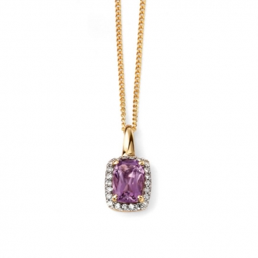 9ct Gold Amethyst & Diamond necklace
