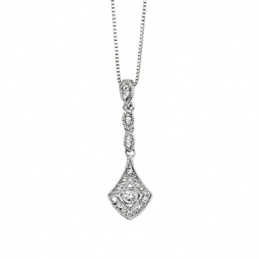 9ct White Gold & Diamond Necklace