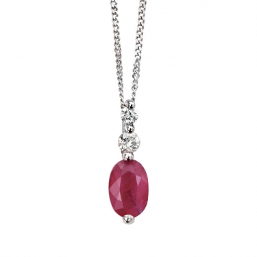 9ct White Gold & Ruby Necklace