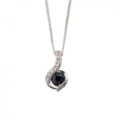 9ct White Gold Sapphire & Diamond Necklace