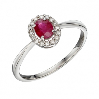 9ct White Gold Ruby Ring