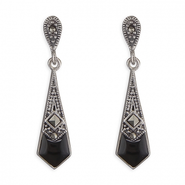 Marcasite & Black Agate Earrings