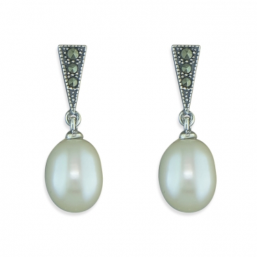 Marcasite & Freshwater Pearl Earrings